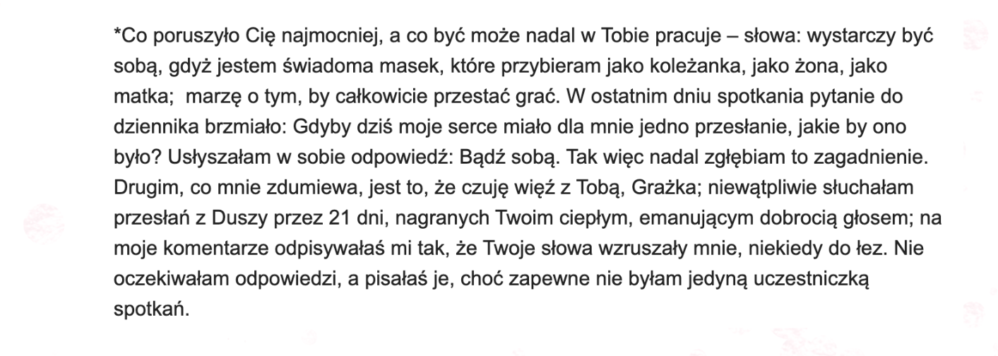Opinia po kursie 3- Działanie w rytmie Duszy - Grażyna A. Adamska